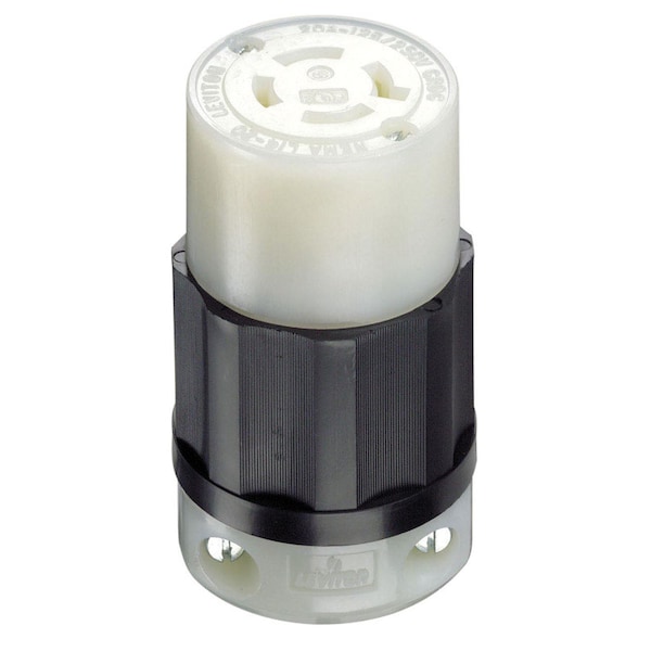 Locking Connector, L14-20R, 20 A, 125/250V AC, Single Phase, 3 Pole, Screw Terminals, Black, White